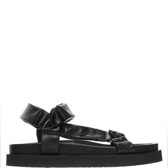 Jill Sander Black Sheepskin Sandals. main image 5